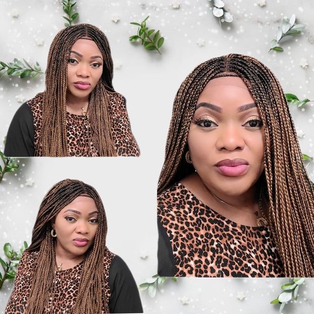 Knotless Braids- Brown Balayage Lace Frontal Box Braided Wig - Medium- 56cm $200 Knotless Braids QualityHairByLawlar (6615473913942)