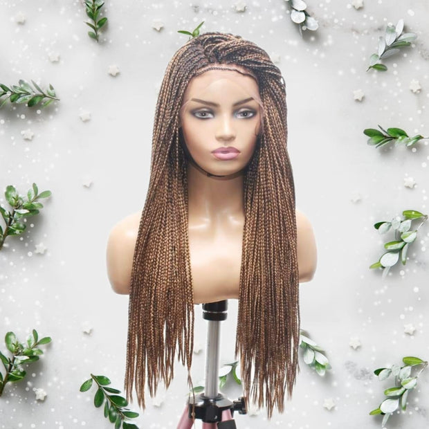 Knotless Braids- Brown Balayage Lace Frontal Box Braided Wig - Medium- 56cm $200 Knotless Braids QualityHairByLawlar (6615473913942)