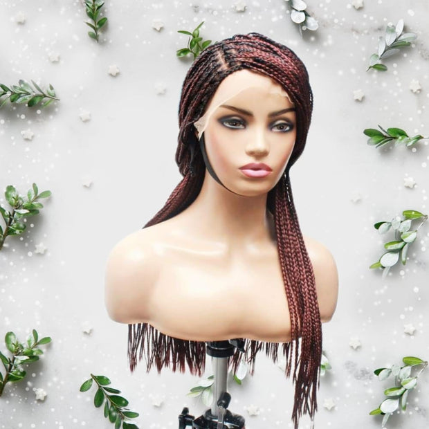 Knotless Braids- Dark Wine Lace Frontal Box Braided Wig - Medium- 56cm $200 Knotless Braids QualityHairByLawlar (6679583457366)