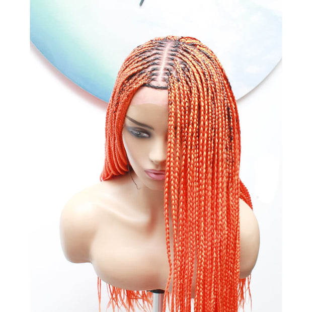 Knotless Braids Lace Frontal Box Braided Wig in Spring Orange - Medium- 56cm $290 Knotless Braids QualityHairByLawlar (6537871523926)