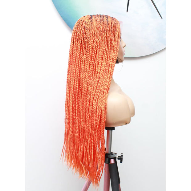 Knotless Braids Lace Frontal Box Braided Wig in Spring Orange - Medium- 56cm $290 Knotless Braids QualityHairByLawlar (6537871523926)