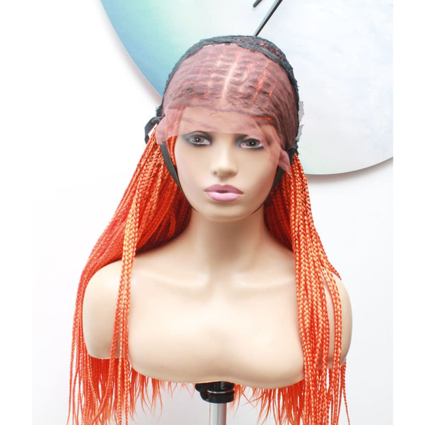 Knotless Braids Lace Frontal Box Braided Wig in Spring Orange - Medium- 56cm $290 Knotless Braids QualityHairByLawlar (6537871523926)