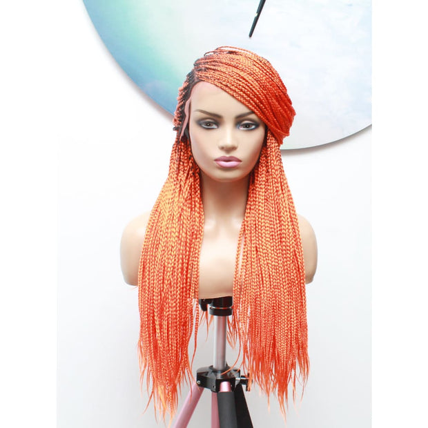 Knotless Braids Lace Frontal Box Braided Wig in Spring Orange - Medium- 56cm $290 Knotless Braids QualityHairByLawlar (6537871523926)