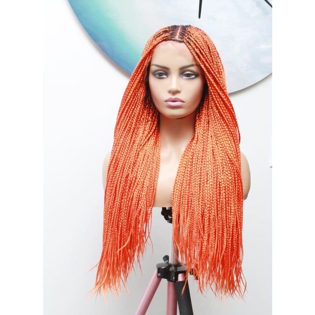 Knotless Braids Lace Frontal Box Braided Wig in Spring Orange - Medium- 56cm $290 Knotless Braids QualityHairByLawlar (6537871523926)