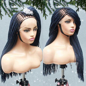 Knotless Braids- Midnight Blue Lace Frontal Box Braided Wig - Medium- 56cm $200 Knotless Braids QualityHairByLawlar (5021244555350)