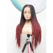Knotless Full Lace Box Braided Wig- Ombre Black / Dark Red - Medium- 56cm $330 Knotless Braids QualityHairByLawlar (5015692378198)