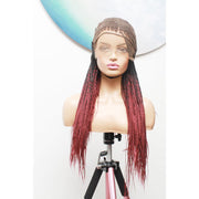 Knotless Full Lace Box Braided Wig- Ombre Black / Dark Red - Medium- 56cm $330 Knotless Braids QualityHairByLawlar (5015692378198)