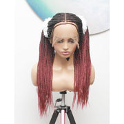 Knotless Full Lace Box Braided Wig- Ombre Black / Dark Red - Medium- 56cm $330 Knotless Braids QualityHairByLawlar (5015692378198)