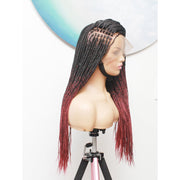 Knotless Full Lace Box Braided Wig- Ombre Black / Dark Red - Medium- 56cm $330 Knotless Braids QualityHairByLawlar (5015692378198)