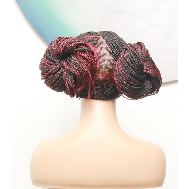 Knotless Full Lace Box Braided Wig- Ombre Black / Dark Red - Medium- 56cm $330 Knotless Braids QualityHairByLawlar (5015692378198)