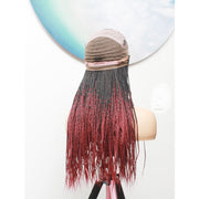 Knotless Full Lace Box Braided Wig- Ombre Black / Dark Red - Medium- 56cm $330 Knotless Braids QualityHairByLawlar (5015692378198)