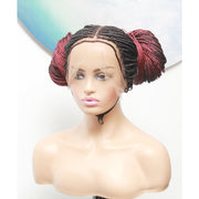 Knotless Full Lace Box Braided Wig- Ombre Black / Dark Red - Medium- 56cm $330 Knotless Braids QualityHairByLawlar (5015692378198)