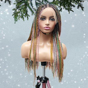 Knotless Lace Frontal Box Braids Wig- Rainbow Glam - Medium- 56cm $200 Knotless Braids QualityHairByLawlar (6693567561814)