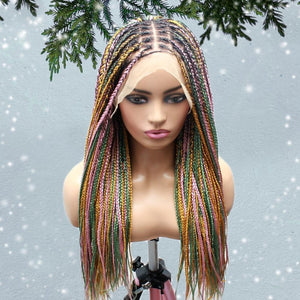 Knotless Lace Frontal Box Braids Wig- Rainbow Glam - Medium- 56cm $200 Knotless Braids QualityHairByLawlar (6693567561814)