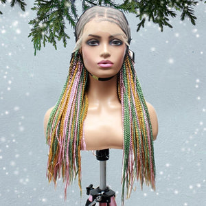 Knotless Lace Frontal Box Braids Wig- Rainbow Glam - Medium- 56cm $200 Knotless Braids QualityHairByLawlar (6693567561814)