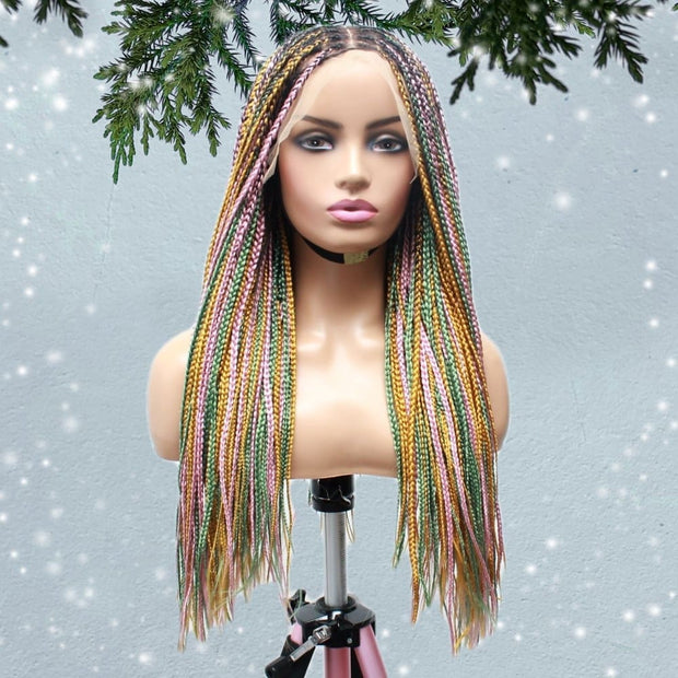 Knotless Lace Frontal Box Braids Wig- Rainbow Glam - Medium- 56cm $200 Knotless Braids QualityHairByLawlar (6693567561814)