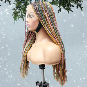 Knotless Lace Frontal Box Braids Wig- Rainbow Glam - Medium- 56cm $200 Knotless Braids QualityHairByLawlar (6693567561814)