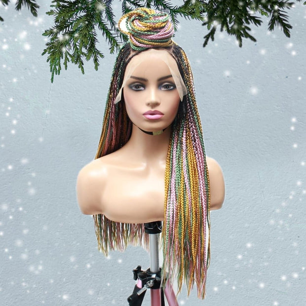 Knotless Lace Frontal Box Braids Wig- Rainbow Glam - Medium- 56cm $200 Knotless Braids QualityHairByLawlar (6693567561814)