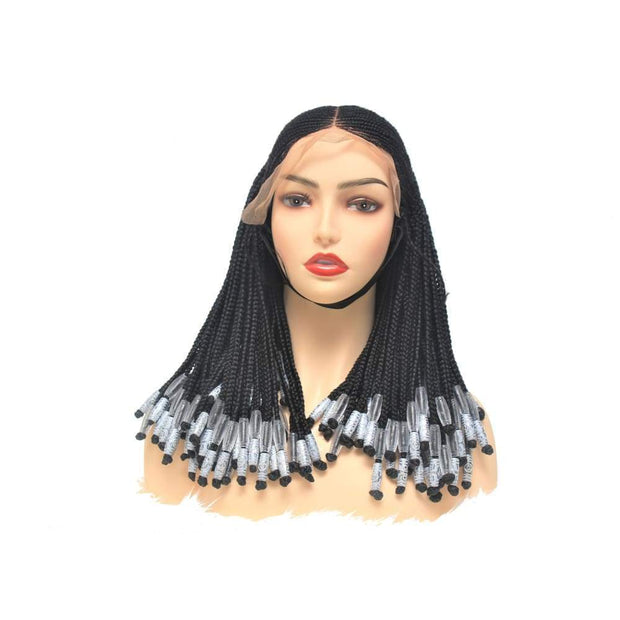 Lace Frontal Cornrow Braided Wig With Beads - Medium - 56cm $140.00 Ghana Weave QualityHairByLawlar (4429809418326)