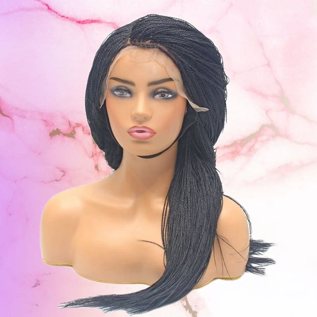 Micro Twist Fully Hand Braided Lace Wig (1B) - Medium- 56cm $220 Micro Twists QualityHairByLawlar (8293668806)