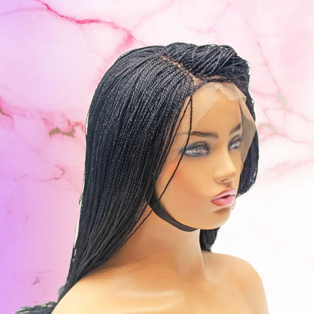 Micro Twist Fully Hand Braided Lace Wig (1B) - Medium- 56cm $220 Micro Twists QualityHairByLawlar (8293668806)