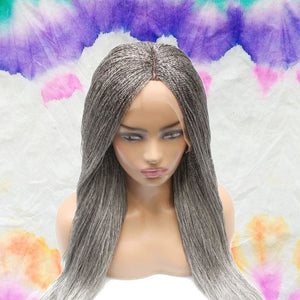 Micro Twist Fully Hand Braided Lace Wig (Grey) - Medium - 56cm $220 Micro Twists QualityHairByLawlar (6558829510742)