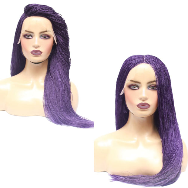 Micro Twist Fully Hand Braided Lace Wig (Purple) (4826692091990)
