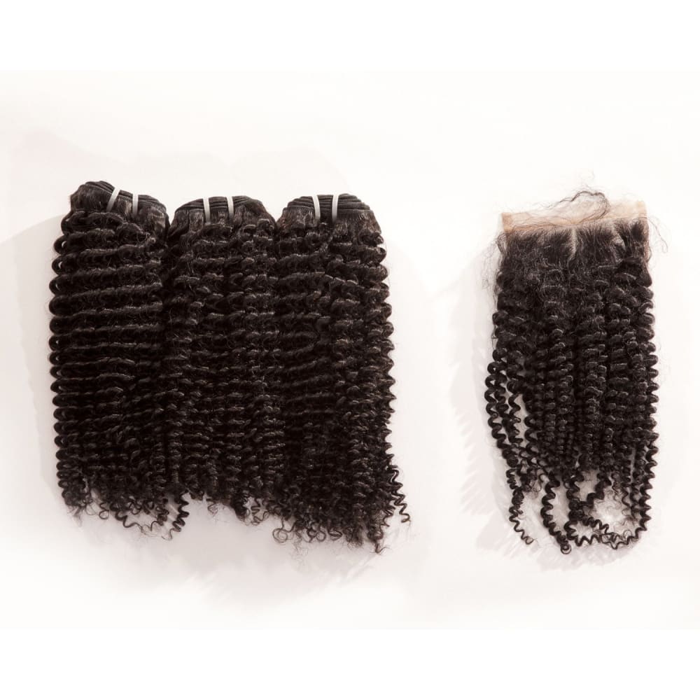 Mongolian Kinky Curly Human Hair 3pcs Bundle & Lace Closure Deal - 12+12+12+10 closure $200.00 Bundle & Closure Deals QualityHairByLawlar (9249017996)