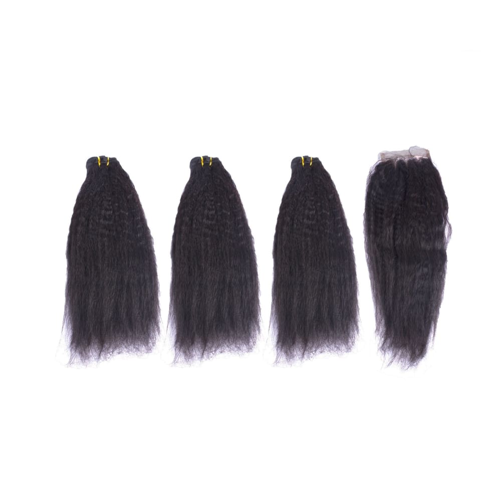 Mongolian Kinky Straight 3pcs Bundle & Lace Closure Deal - 12+12+12+10 closure $200.00 Bundle & Closure Deals QualityHairByLawlar (9249937292)