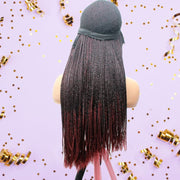 Ombre Black & Red Lace Closure Mid Part Corn Row Braided Wig - Medium - 56cm $190 Ghana Weave QualityHairByLawlar (6693570642006)