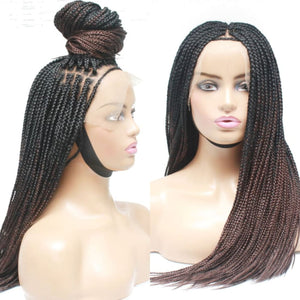 Ombre Box Braids Fully Hand Braided Lace Frontal Wig (#1/ #33) (6679582376022)