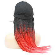 Ombre Box Braids Fully Hand Braided Lace Frontal Wig (#1/ Red) (6821528076374)
