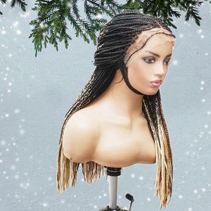 Ombre Multi Color Knotless Lace Frontal Box Braided Wig - Medium- 56cm $200 Knotless Braids QualityHairByLawlar (5021044015190)