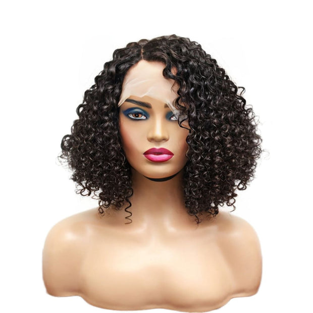 Pre-Made Afro Curly Human Hair Lace Closure Wig (6821558681686)