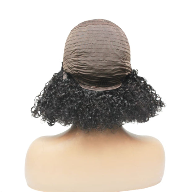 Pre-Made Afro Curly Human Hair Lace Closure Wig (6821558681686)