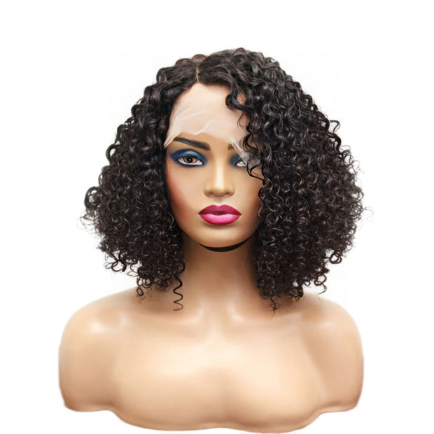 Pre-Made Afro Curly Human Hair Lace Closure Wig (6821558681686)