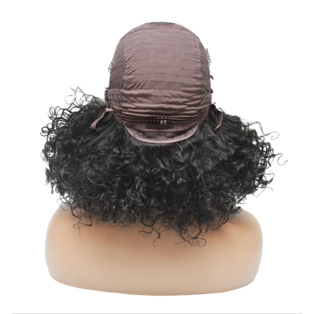 Pre-Made Bouncy Curly Human Hair Fringe Wig (6585275711574)