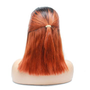 Pre-Made Orange Ombre Blunt Cut Human Hair Lace Frontal Wig - Medium - 56cm $290 Lace Front Wig QualityHairByLawlar (6750799855702)