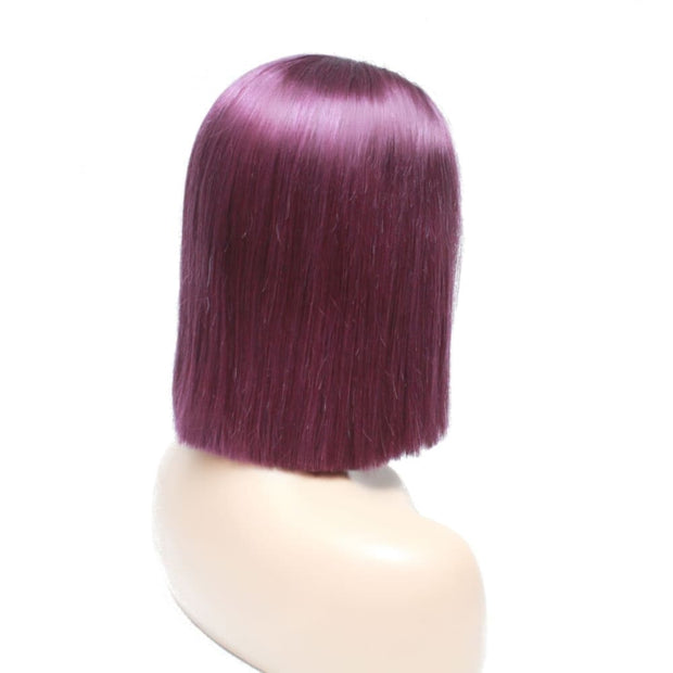 Pre-Made Purple Silky Straight Blunt Cut Bob Human Hair Wig - Medium - 56cm $250 Lace Front Wig QualityHairByLawlar (6750793597014)