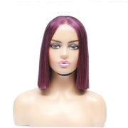 Pre-Made Purple Silky Straight Blunt Cut Bob Human Hair Wig - Medium - 56cm $250 Lace Front Wig QualityHairByLawlar (6750793597014)