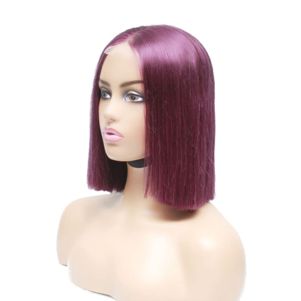Pre-Made Purple Silky Straight Blunt Cut Bob Human Hair Wig - Medium - 56cm $250 Lace Front Wig QualityHairByLawlar (6750793597014)