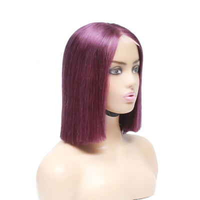 Pre-Made Purple Silky Straight Blunt Cut Bob Human Hair Wig - Medium - 56cm $250 Lace Front Wig QualityHairByLawlar (6750793597014)