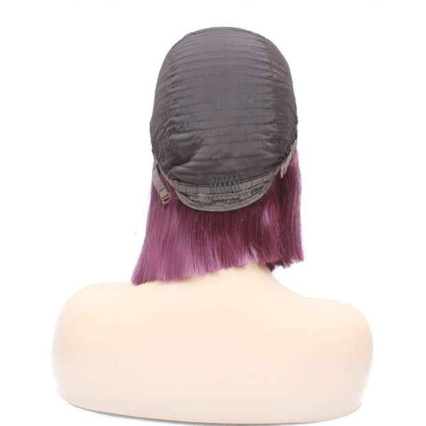 Pre-Made Purple Silky Straight Blunt Cut Bob Human Hair Wig - Medium - 56cm $250 Lace Front Wig QualityHairByLawlar (6750793597014)