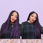 Purple Cornrow Kim K Mid Part Lace Closure Braided Wig - Medium - 56cm $190 Ghana Weave QualityHairByLawlar (6693571559510)
