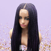 Purple Cornrow Kim K Mid Part Lace Closure Braided Wig - Medium - 56cm $190 Ghana Weave QualityHairByLawlar (6693571559510)
