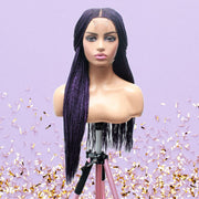 Purple Cornrow Kim K Mid Part Lace Closure Braided Wig - Medium - 56cm $190 Ghana Weave QualityHairByLawlar (6693571559510)