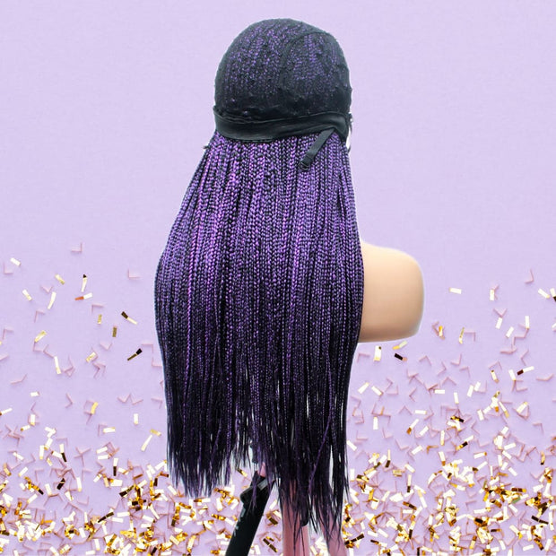 Purple Cornrow Kim K Mid Part Lace Closure Braided Wig - Medium - 56cm $190 Ghana Weave QualityHairByLawlar (6693571559510)