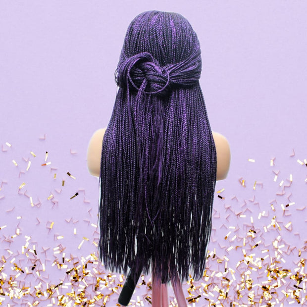 Purple Cornrow Kim K Mid Part Lace Closure Braided Wig - Medium - 56cm $190 Ghana Weave QualityHairByLawlar (6693571559510)
