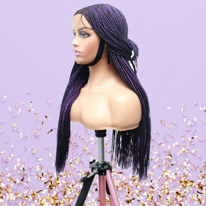 Purple Cornrow Kim K Mid Part Lace Closure Braided Wig - Medium - 56cm $190 Ghana Weave QualityHairByLawlar (6693571559510)