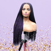 Purple Cornrow Kim K Mid Part Lace Closure Braided Wig - Medium - 56cm $190 Ghana Weave QualityHairByLawlar (6693571559510)